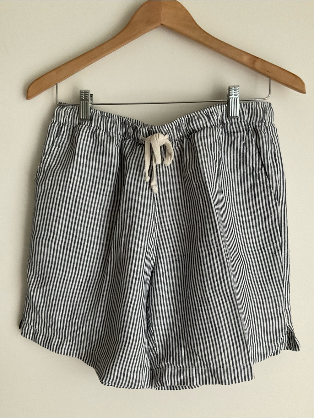 Alex Crane Linen Shorts Striped Drawstring Preppy Quiet Luxury SMALL - Picture 7 of 7